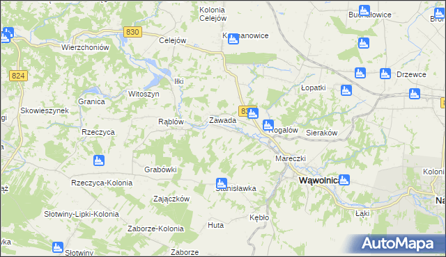 mapa Bartłomiejowice gmina Wąwolnica, Bartłomiejowice gmina Wąwolnica na mapie Targeo