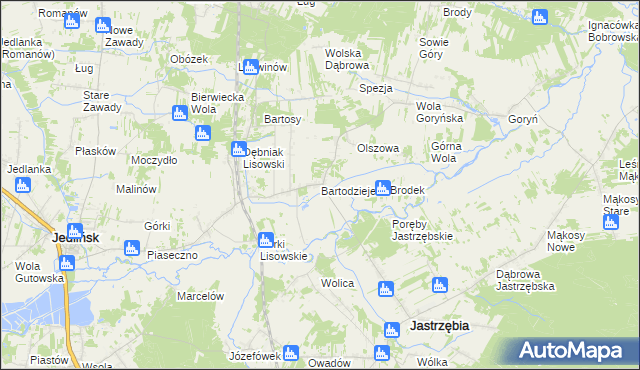 mapa Bartodzieje gmina Jastrzębia, Bartodzieje gmina Jastrzębia na mapie Targeo