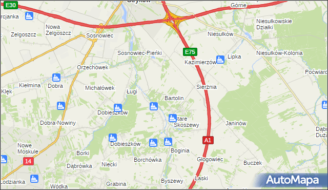 mapa Bartolin, Bartolin na mapie Targeo