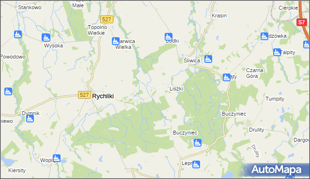 mapa Barzyna gmina Rychliki, Barzyna gmina Rychliki na mapie Targeo