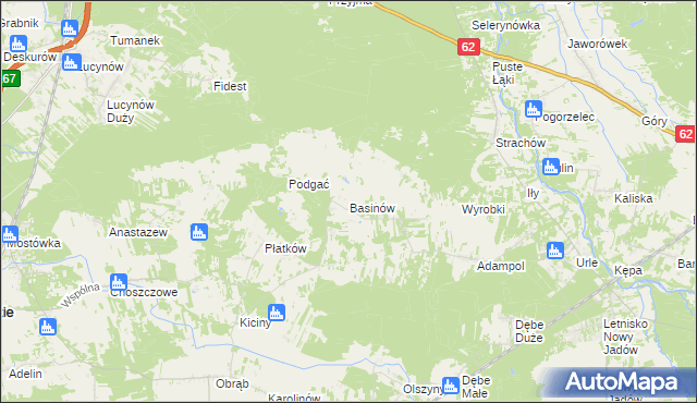mapa Basinów gmina Zabrodzie, Basinów gmina Zabrodzie na mapie Targeo