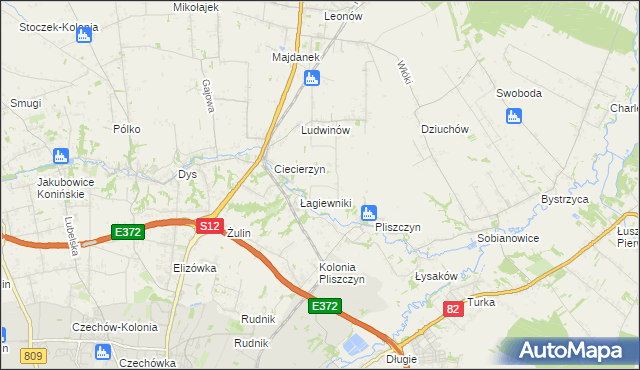 mapa Baszki gmina Niemce, Baszki gmina Niemce na mapie Targeo