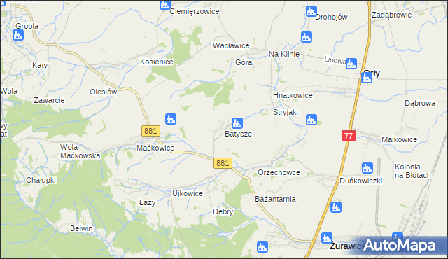 mapa Batycze, Batycze na mapie Targeo