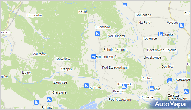 mapa Bebelno-Wieś, Bebelno-Wieś na mapie Targeo