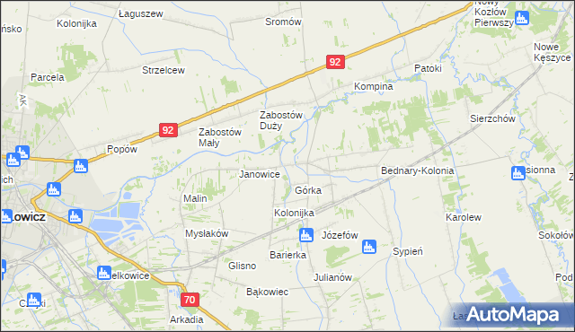 mapa Bednary gmina Nieborów, Bednary gmina Nieborów na mapie Targeo