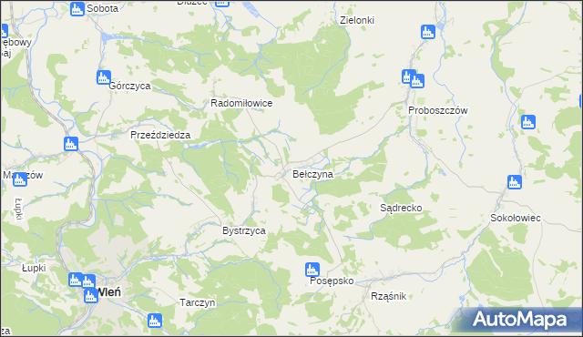 mapa Bełczyna, Bełczyna na mapie Targeo