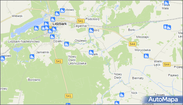 mapa Bełk gmina Lidzbark, Bełk gmina Lidzbark na mapie Targeo