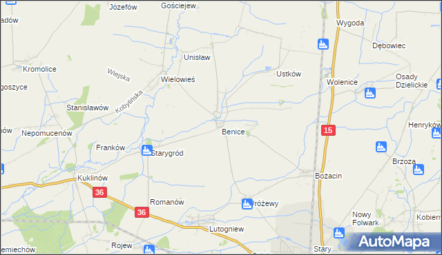 mapa Benice gmina Krotoszyn, Benice gmina Krotoszyn na mapie Targeo