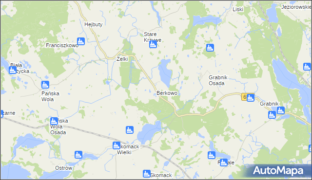 mapa Berkowo gmina Wydminy, Berkowo gmina Wydminy na mapie Targeo