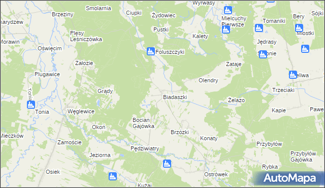 mapa Biadaszki gmina Galewice, Biadaszki gmina Galewice na mapie Targeo