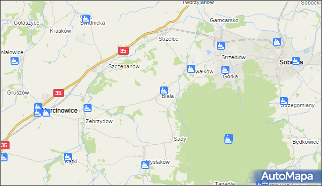 mapa Biała gmina Marcinowice, Biała gmina Marcinowice na mapie Targeo