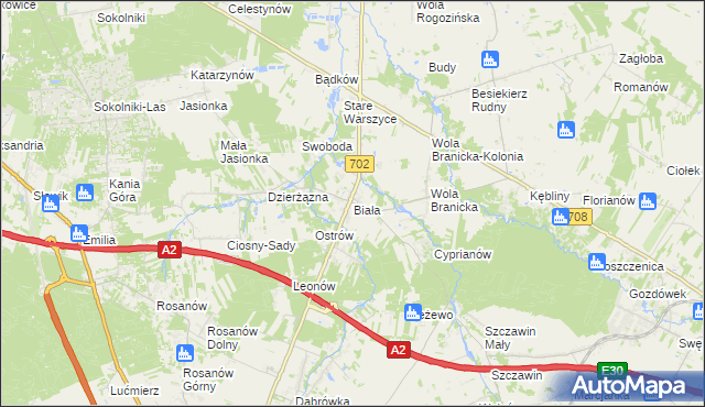 mapa Biała gmina Zgierz, Biała gmina Zgierz na mapie Targeo