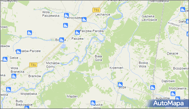 mapa Biała Góra gmina Stromiec, Biała Góra gmina Stromiec na mapie Targeo