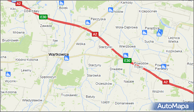 mapa Biała Góra gmina Wartkowice, Biała Góra gmina Wartkowice na mapie Targeo