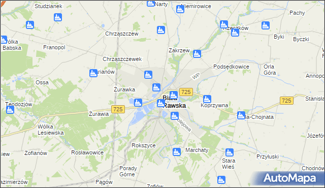 mapa Biała Rawska, Biała Rawska na mapie Targeo