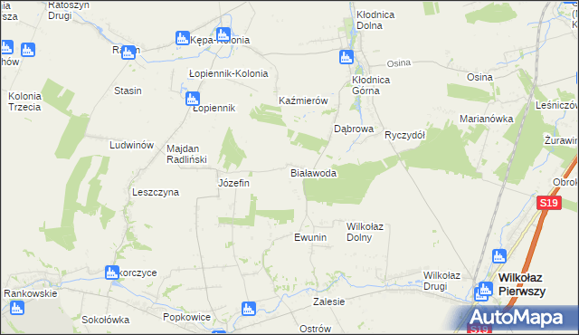 mapa Białawoda gmina Borzechów, Białawoda gmina Borzechów na mapie Targeo