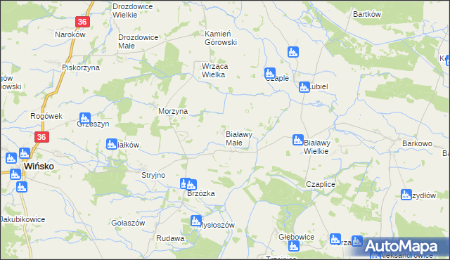 mapa Białawy Małe, Białawy Małe na mapie Targeo