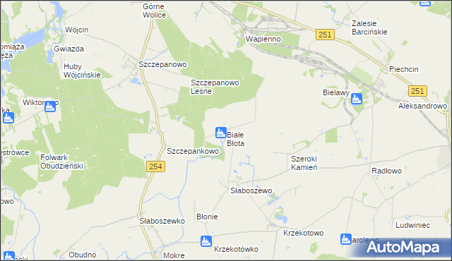 mapa Białe Błota gmina Dąbrowa, Białe Błota gmina Dąbrowa na mapie Targeo