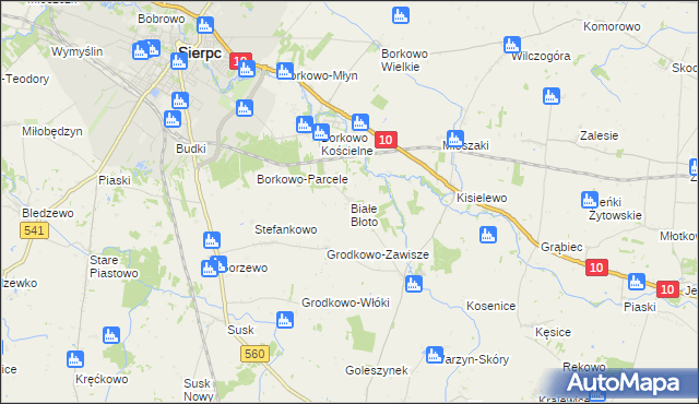 mapa Białe Błoto gmina Sierpc, Białe Błoto gmina Sierpc na mapie Targeo