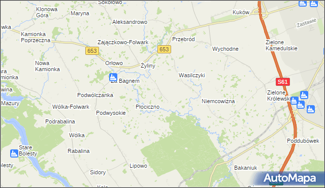 mapa Białe gmina Suwałki, Białe gmina Suwałki na mapie Targeo