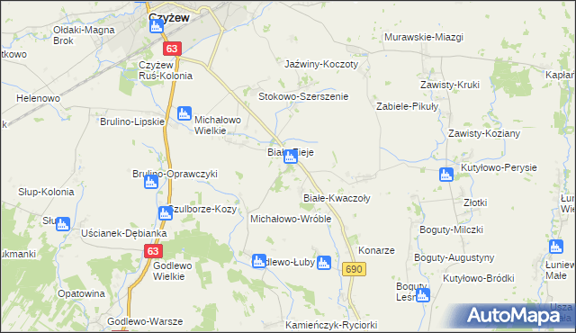 mapa Białe-Szczepanowice, Białe-Szczepanowice na mapie Targeo