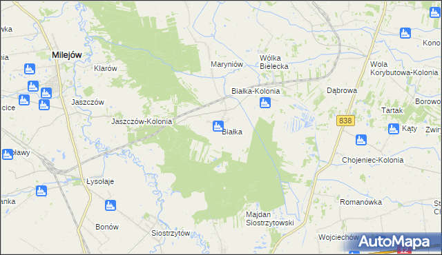 mapa Białka gmina Milejów, Białka gmina Milejów na mapie Targeo