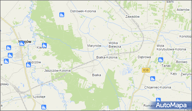 mapa Białka-Kolonia, Białka-Kolonia na mapie Targeo