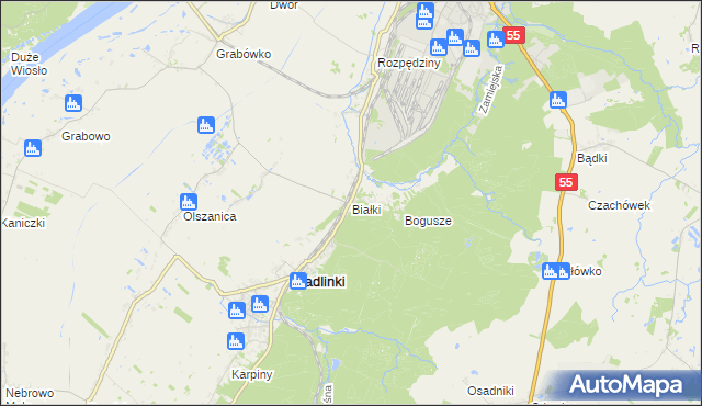 mapa Białki gmina Sadlinki, Białki gmina Sadlinki na mapie Targeo