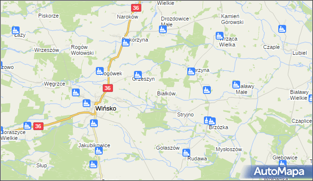 mapa Białków gmina Wińsko, Białków gmina Wińsko na mapie Targeo