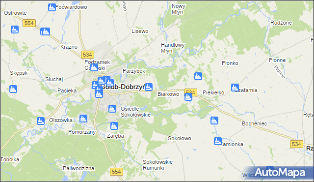 mapa Białkowo gmina Golub-Dobrzyń, Białkowo gmina Golub-Dobrzyń na mapie Targeo