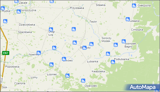 mapa Białousy, Białousy na mapie Targeo