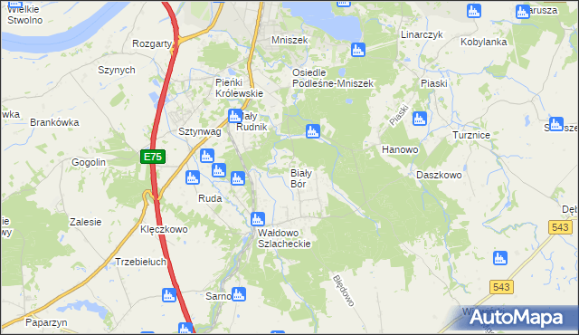 mapa Biały Bór gmina Grudziądz, Biały Bór gmina Grudziądz na mapie Targeo