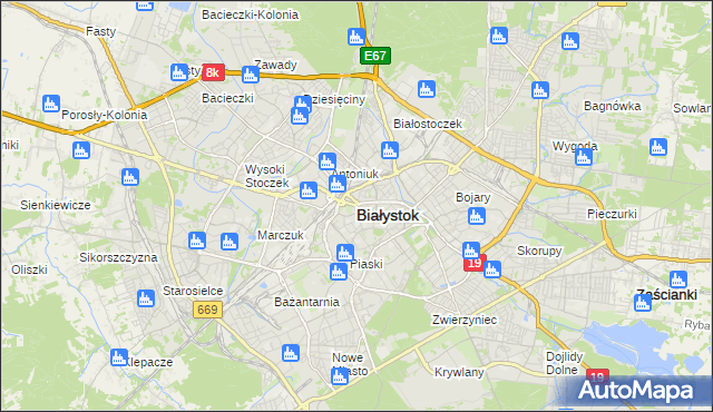 mapa Białegostoku, Białystok na mapie Targeo