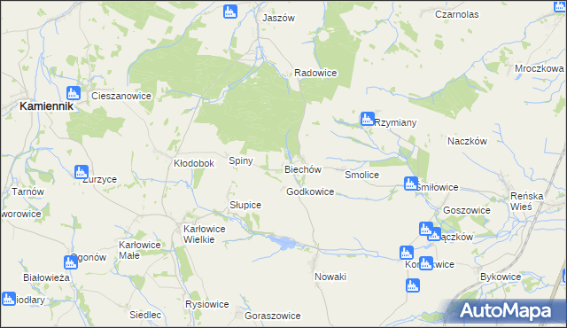 mapa Biechów gmina Pakosławice, Biechów gmina Pakosławice na mapie Targeo