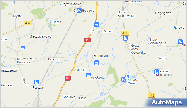 mapa Biechowo gmina Miłosław, Biechowo gmina Miłosław na mapie Targeo