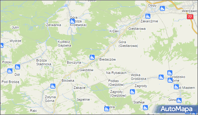 mapa Biedaczów, Biedaczów na mapie Targeo