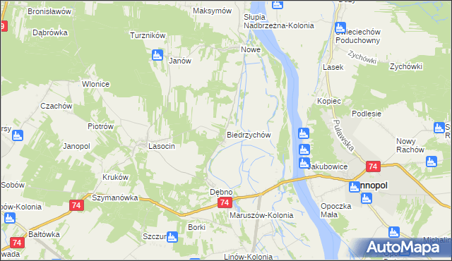 mapa Biedrzychów gmina Ożarów, Biedrzychów gmina Ożarów na mapie Targeo