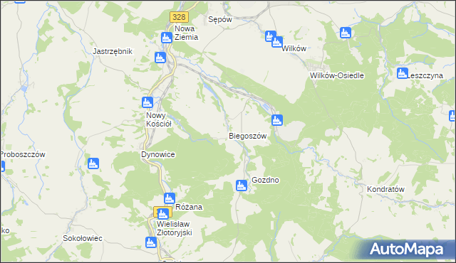 mapa Biegoszów, Biegoszów na mapie Targeo