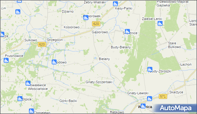 mapa Bielany gmina Winnica, Bielany gmina Winnica na mapie Targeo