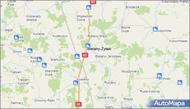 mapa Bielany-Jarosławy, Bielany-Jarosławy na mapie Targeo