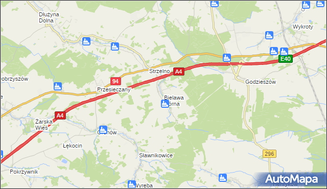 mapa Bielawa Górna, Bielawa Górna na mapie Targeo