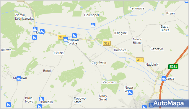 mapa Bielawy gmina Śmigiel, Bielawy gmina Śmigiel na mapie Targeo