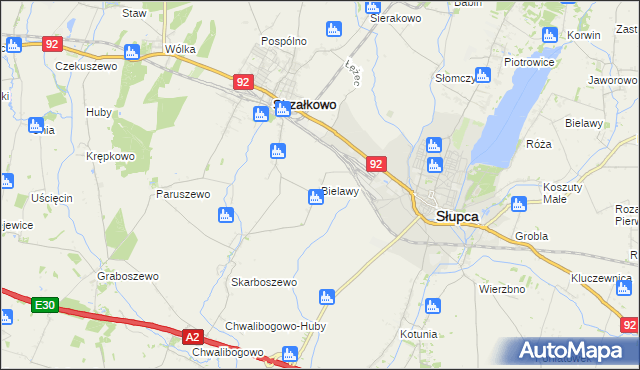 mapa Bielawy gmina Strzałkowo, Bielawy gmina Strzałkowo na mapie Targeo