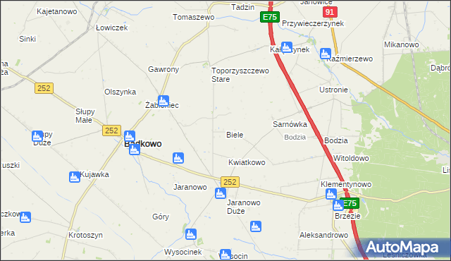 mapa Biele gmina Bądkowo, Biele gmina Bądkowo na mapie Targeo