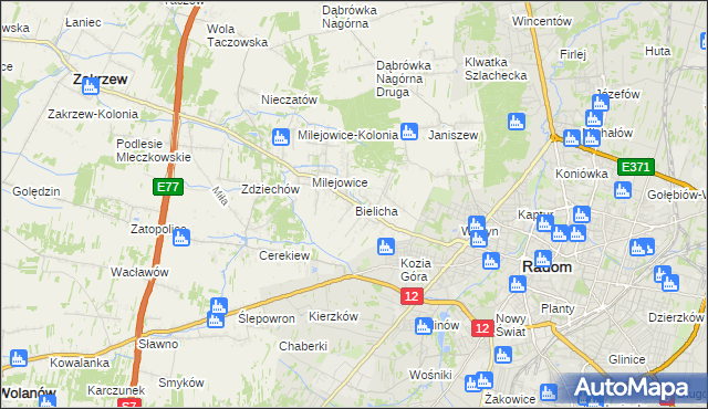 mapa Bielicha, Bielicha na mapie Targeo