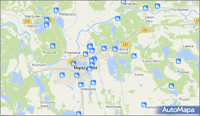 mapa Bielsko gmina Międzychód, Bielsko gmina Międzychód na mapie Targeo