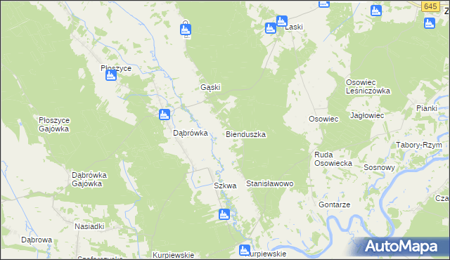 mapa Bienduszka, Bienduszka na mapie Targeo