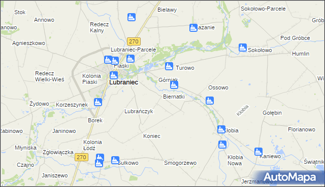 mapa Biernatki gmina Lubraniec, Biernatki gmina Lubraniec na mapie Targeo