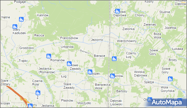 mapa Bierwce, Bierwce na mapie Targeo