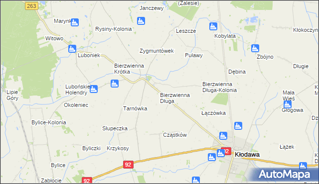 mapa Bierzwienna Długa, Bierzwienna Długa na mapie Targeo